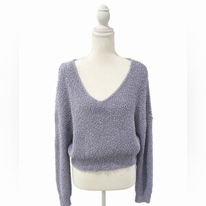 Debut Open Back Knit Sweater Lavender Size L Cozy Chic